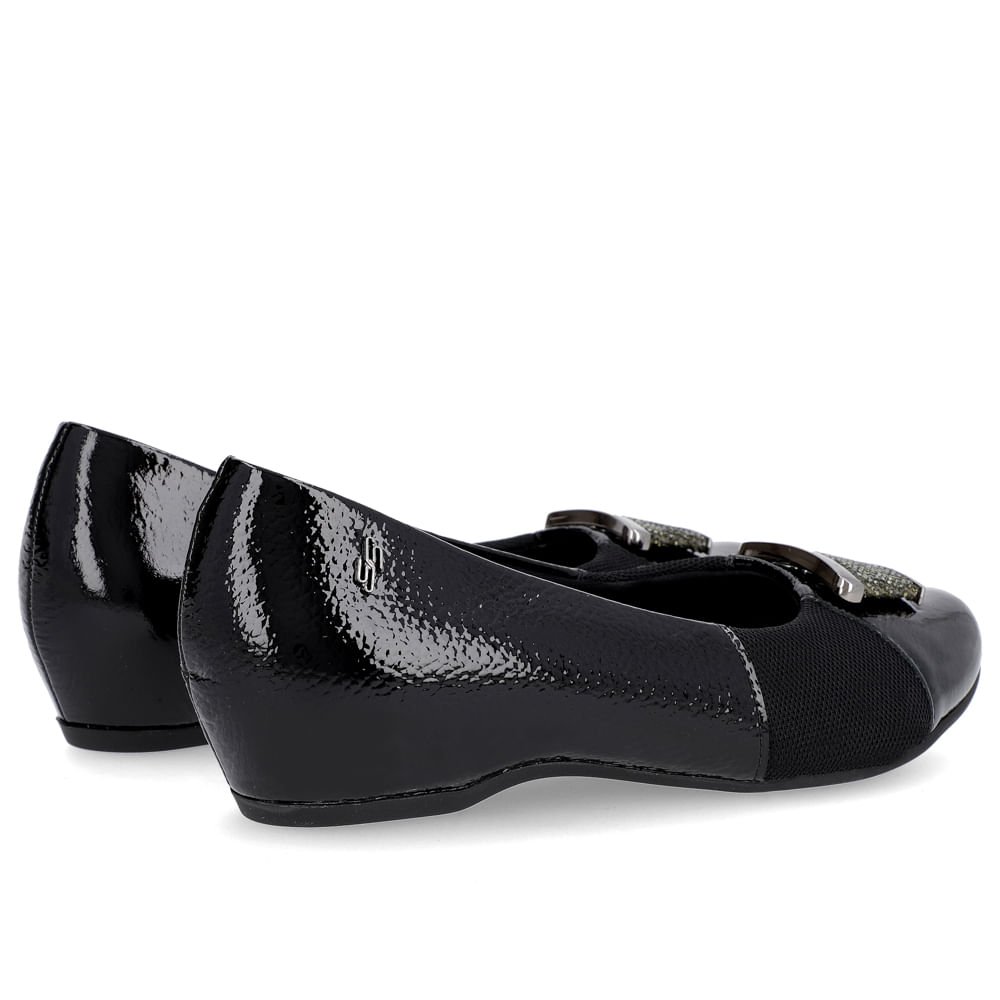 Sapatilha Preto Couro Verniz Enfeite Brilho Preto 3