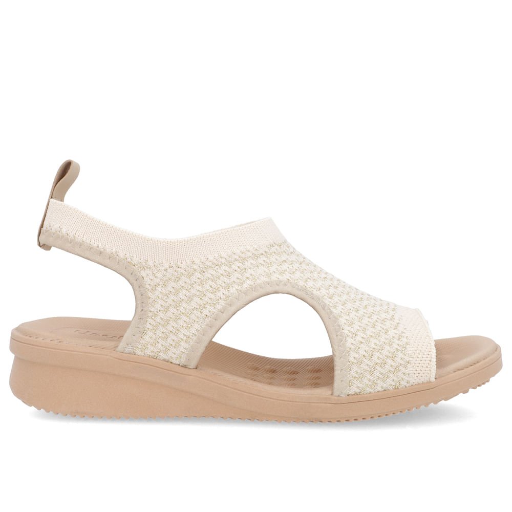 Sandália Plataforma Tecido Tricot Bege