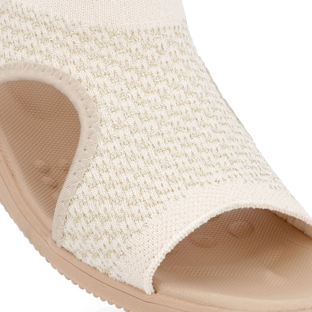 Sandália Plataforma Tecido Tricot Bege Bege 4
