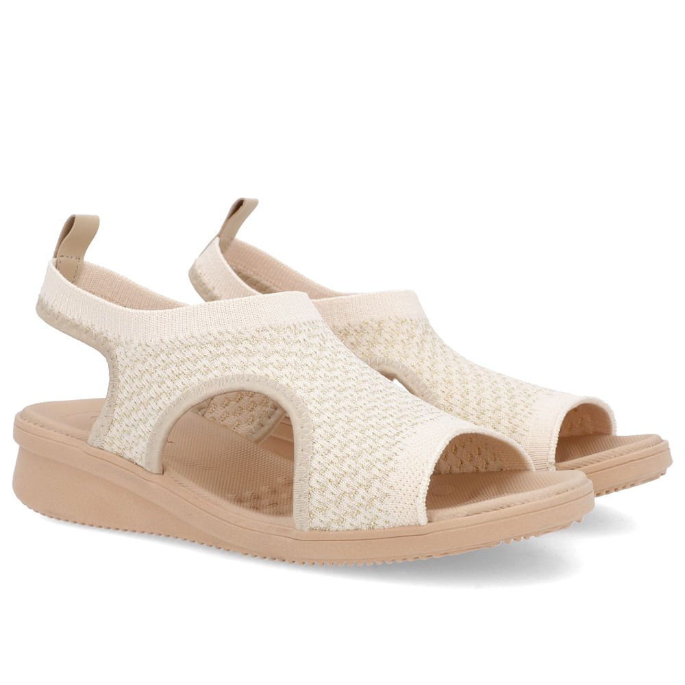 Sandália Plataforma Tecido Tricot Bege Bege 2