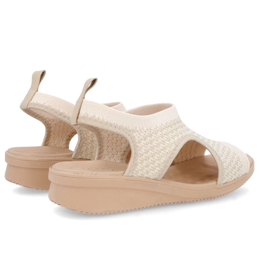 Sandália Plataforma Tecido Tricot Bege Bege 3