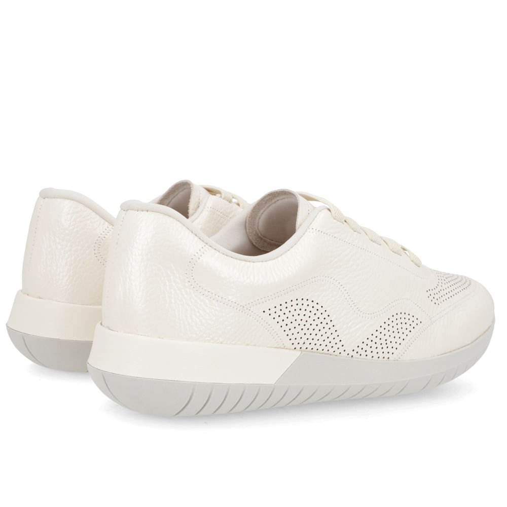 Tênis Casual Off-White Couro Cadarço Elástico Branco 3