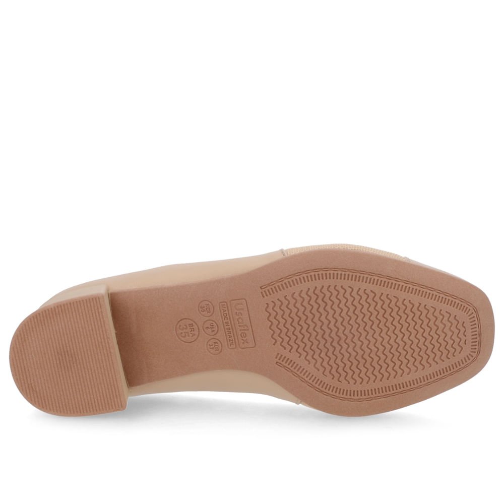 Scarpin Bege Couro Detalhe Tecido Enfeite Bege 5