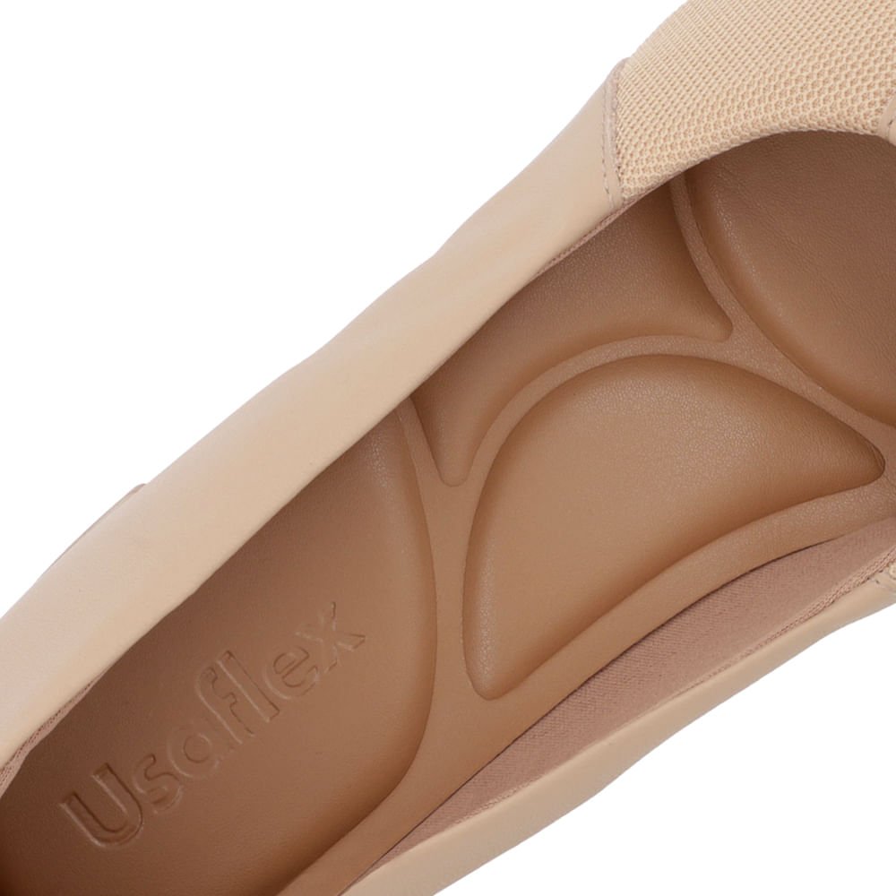 Scarpin Bege Couro Detalhe Tecido Enfeite Bege 4