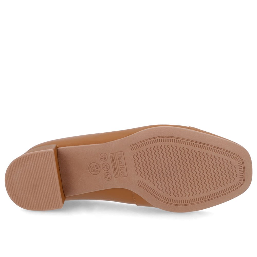 Scarpin Marrom Couro Bico Quadrado Enfeite Marrom 5