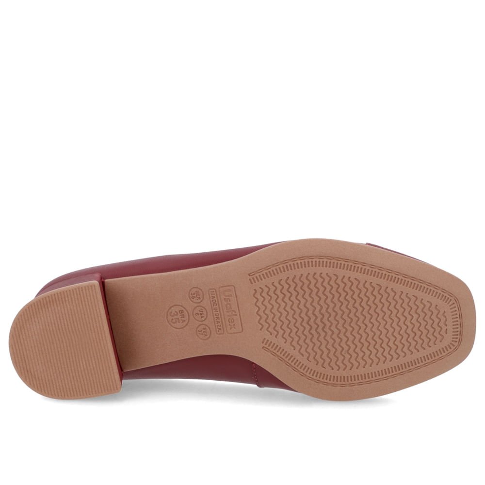 Scarpin Vermelho Couro Bico Quadrado Enfeite Bordô 5
