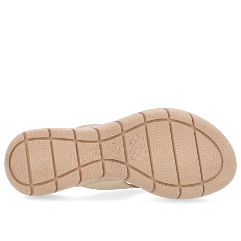 Chinelo Plataforma Couro Dourado Detalhe Enfeite Dourado 5