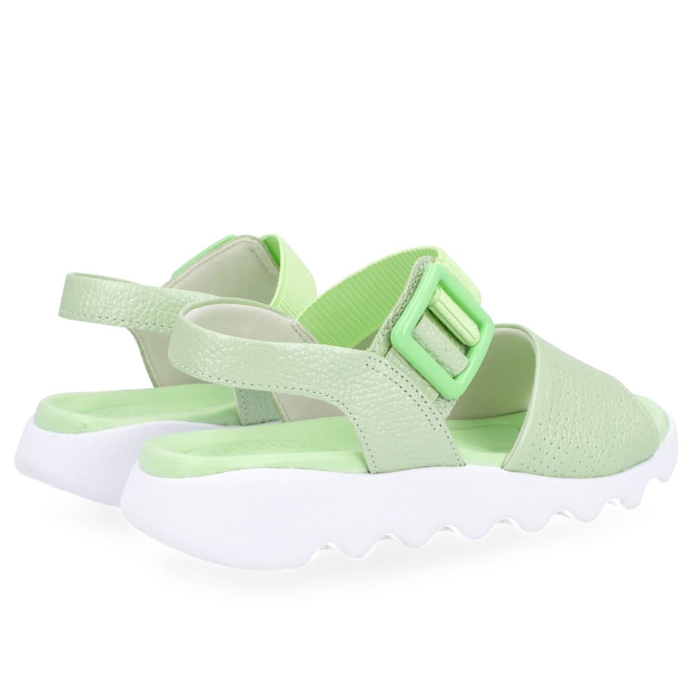 Sandália Verde Perolada Baixa Couro Fivela Verde 3