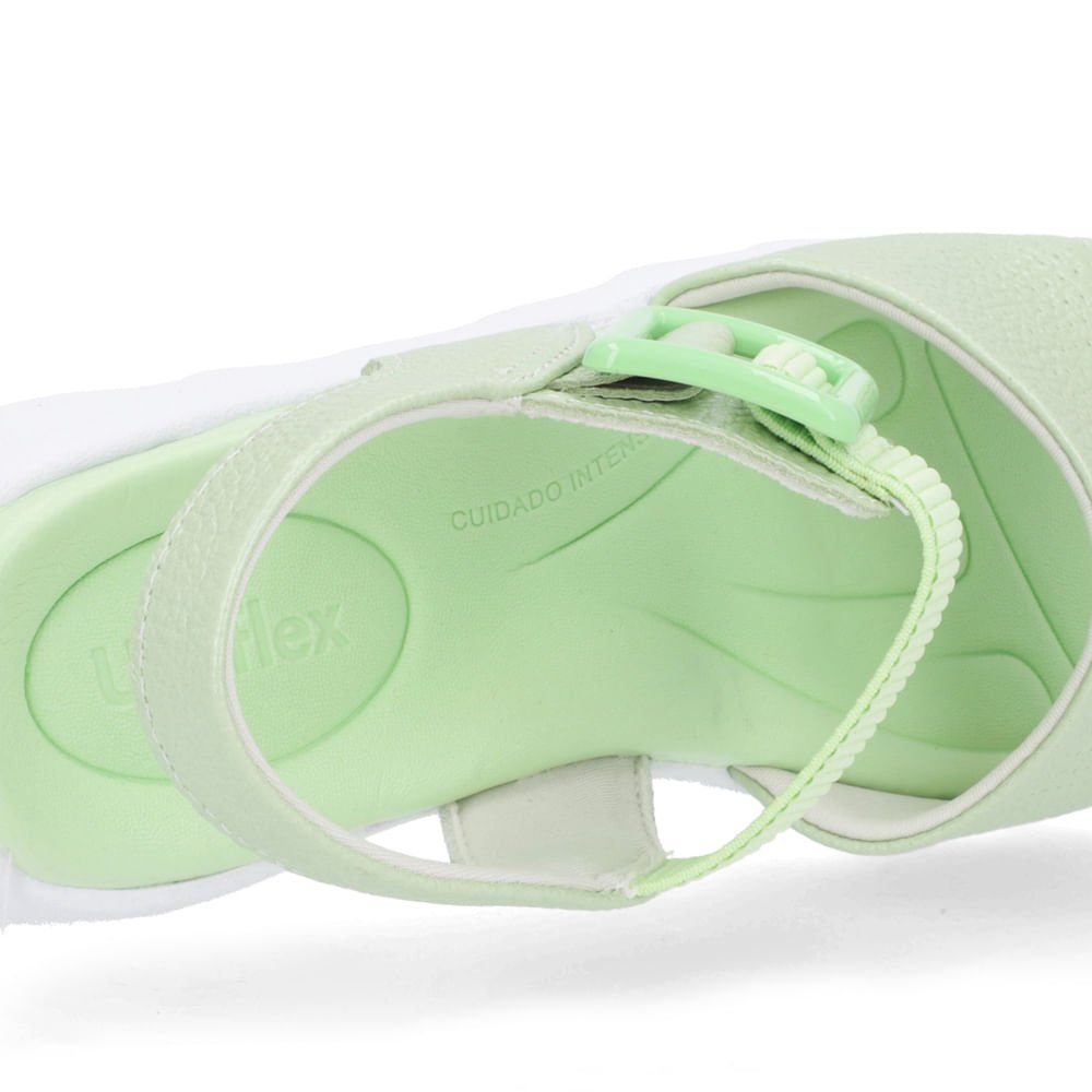 Sandália Verde Perolada Baixa Couro Fivela Verde 4