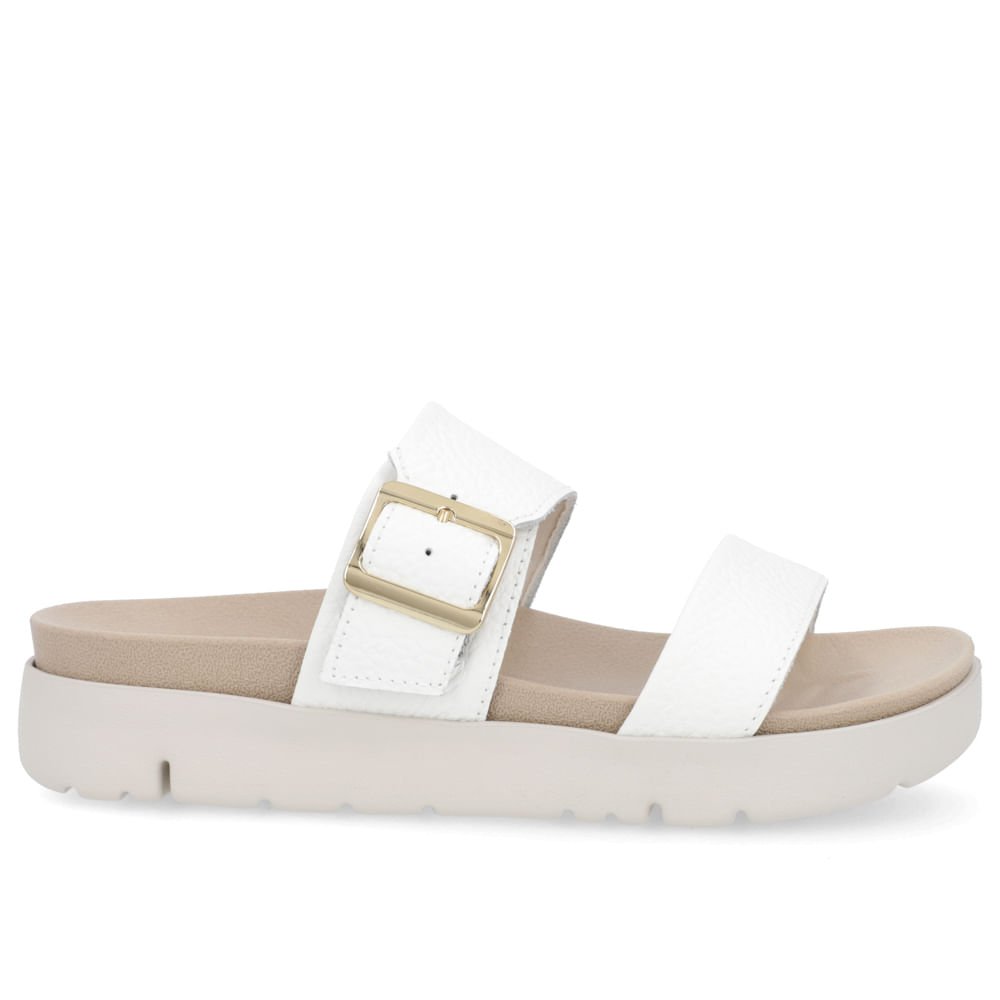 Slide Birken Branca Couro Fivela Branco 1