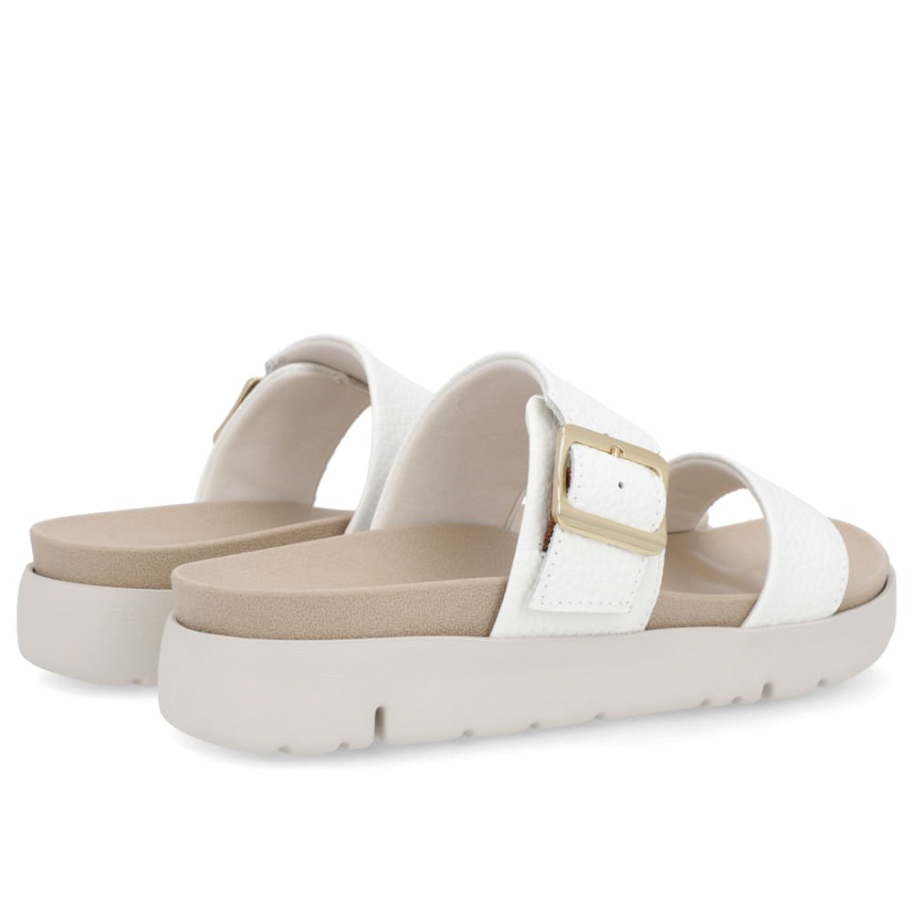 Slide Birken Branca Couro Fivela Branco 3