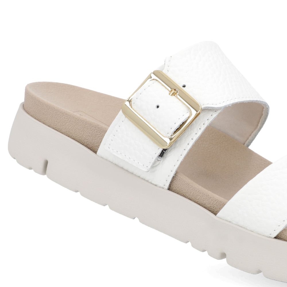 Slide Birken Branca Couro Fivela Branco 4