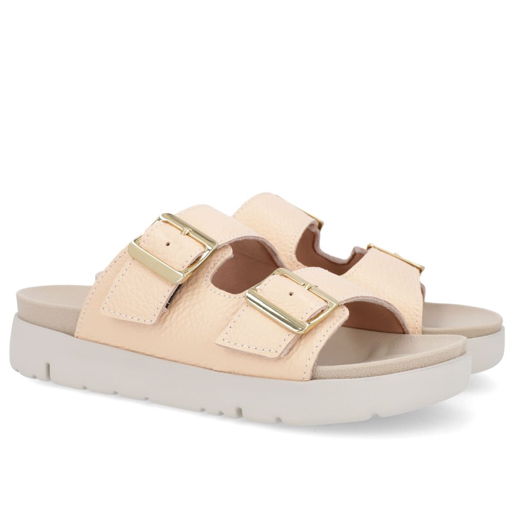 Slide Birken Laranja Claro Couro Fivela Laranja 2