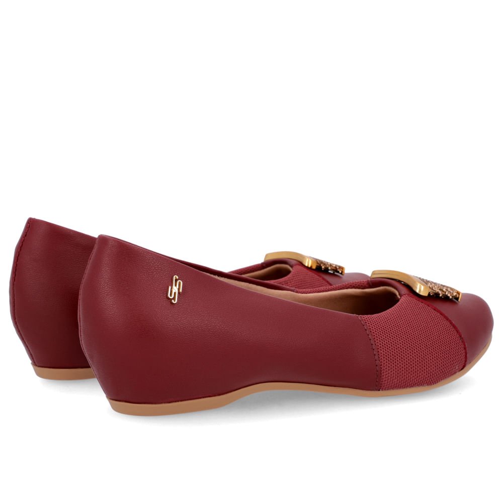 Sapatilha Vermelha Couro Enfeite Brilho Bordô 3