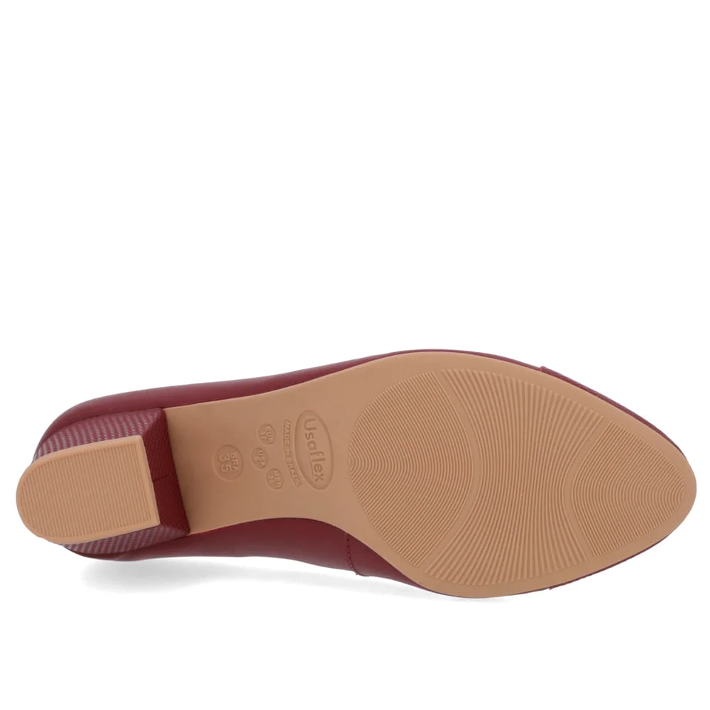 Scarpin Couro Vermelho Salto Bloco Brilho Bordô 5