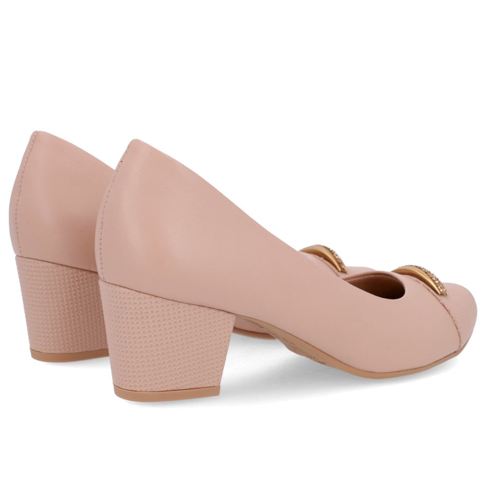 Scarpin Couro Rosa Salto Bloco Brilho Rosa 3
