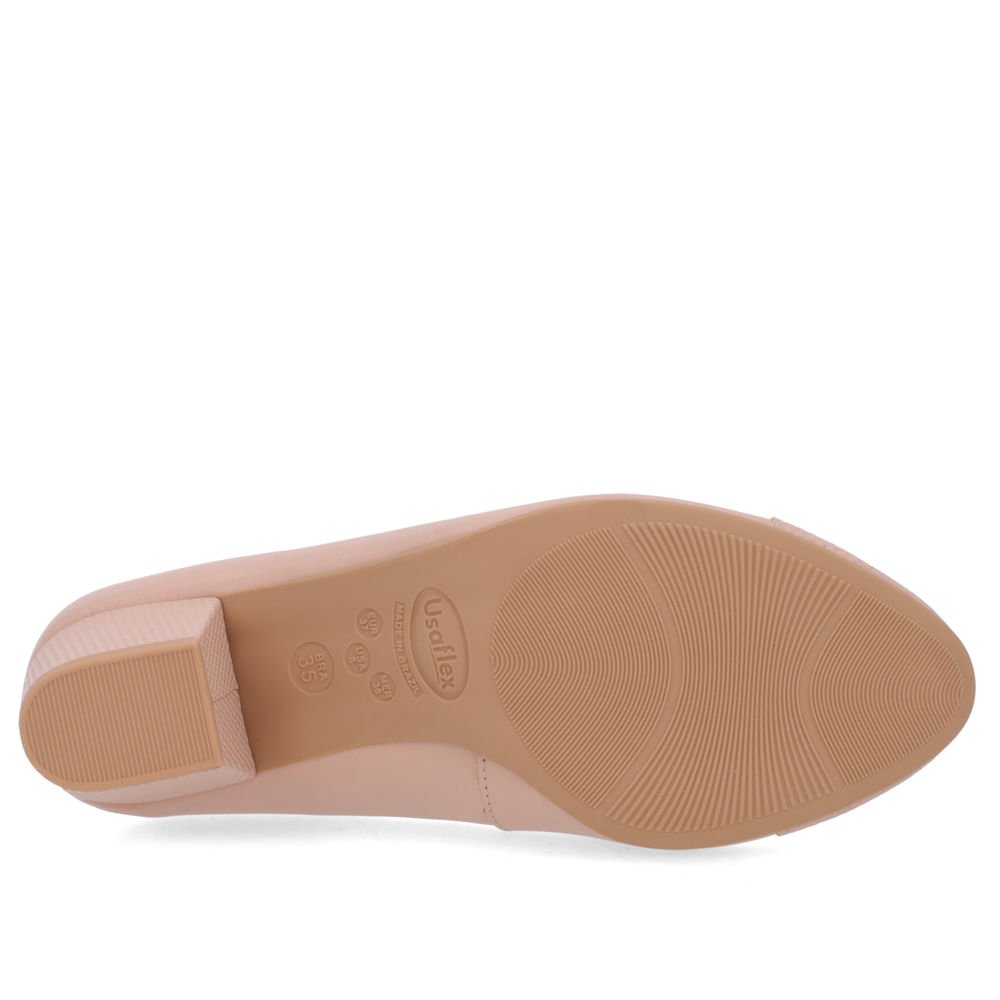 Scarpin Couro Rosa Salto Bloco Brilho Rosa 5