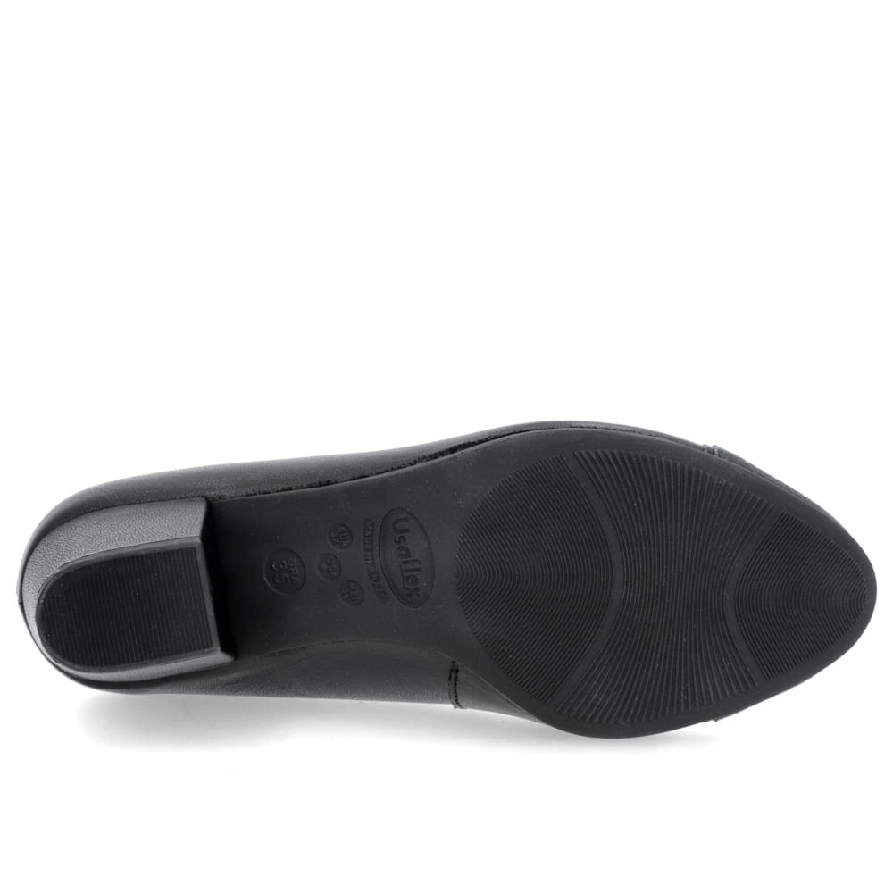 Scarpin Couro Preto Salto Bloco Bico Textura Preto 5