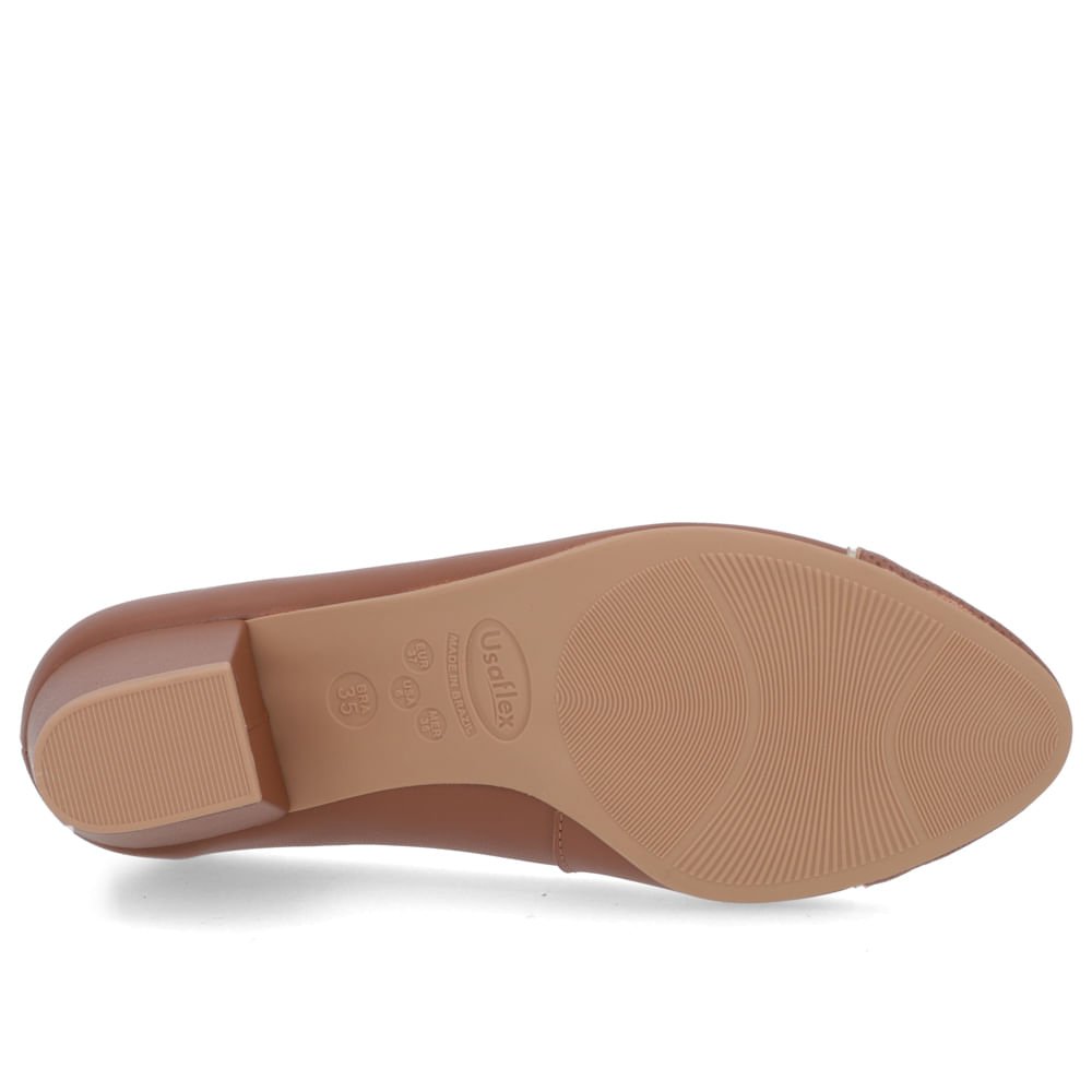 Scarpin Couro Marrom Salto Bloco Bico Textura Marrom 5