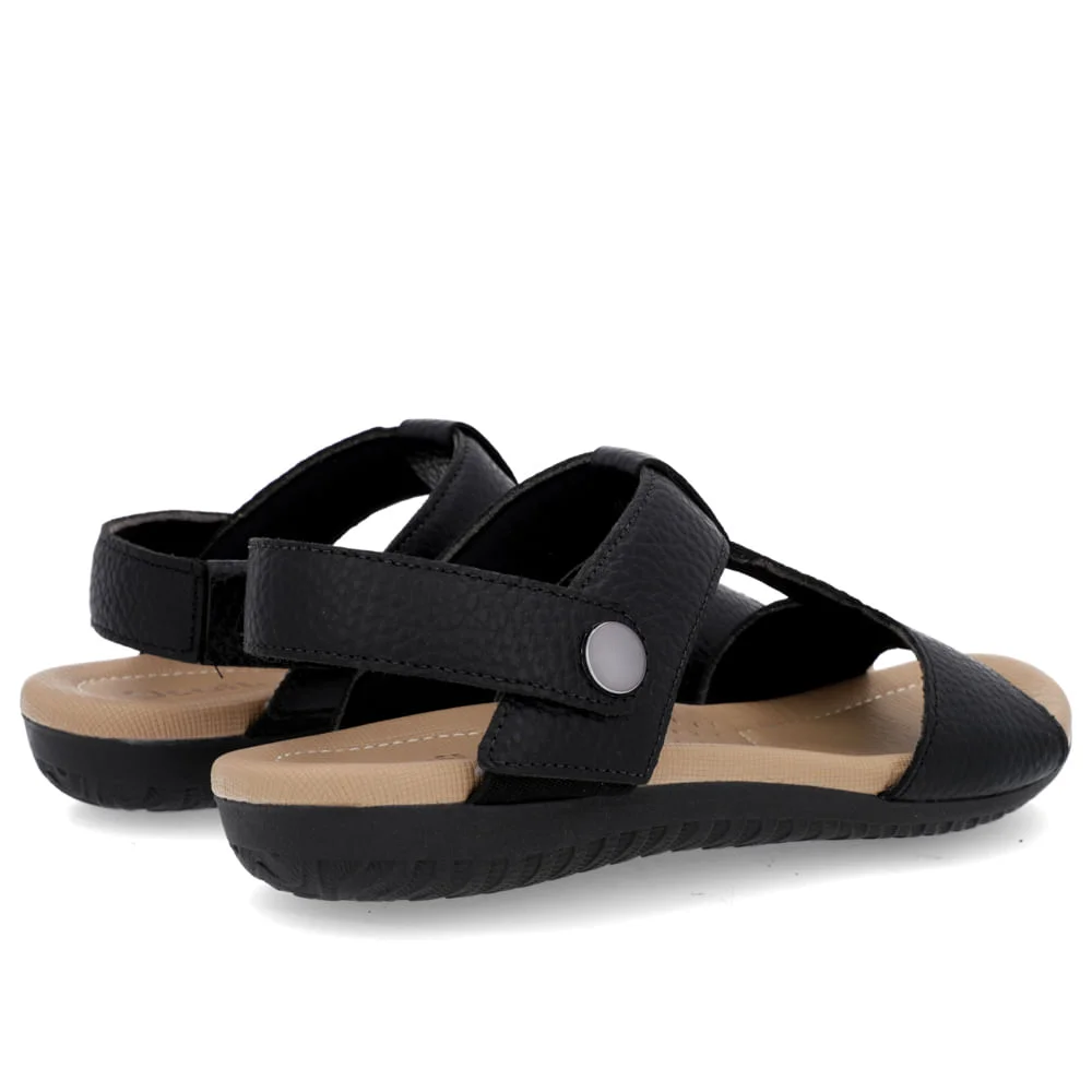 Sandália Baixa Couro Preta Preto 3