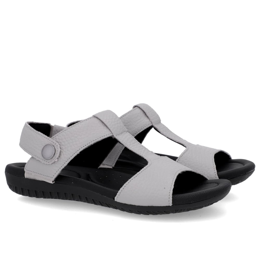 Sandália Baixa Couro Cinza Cinza 2