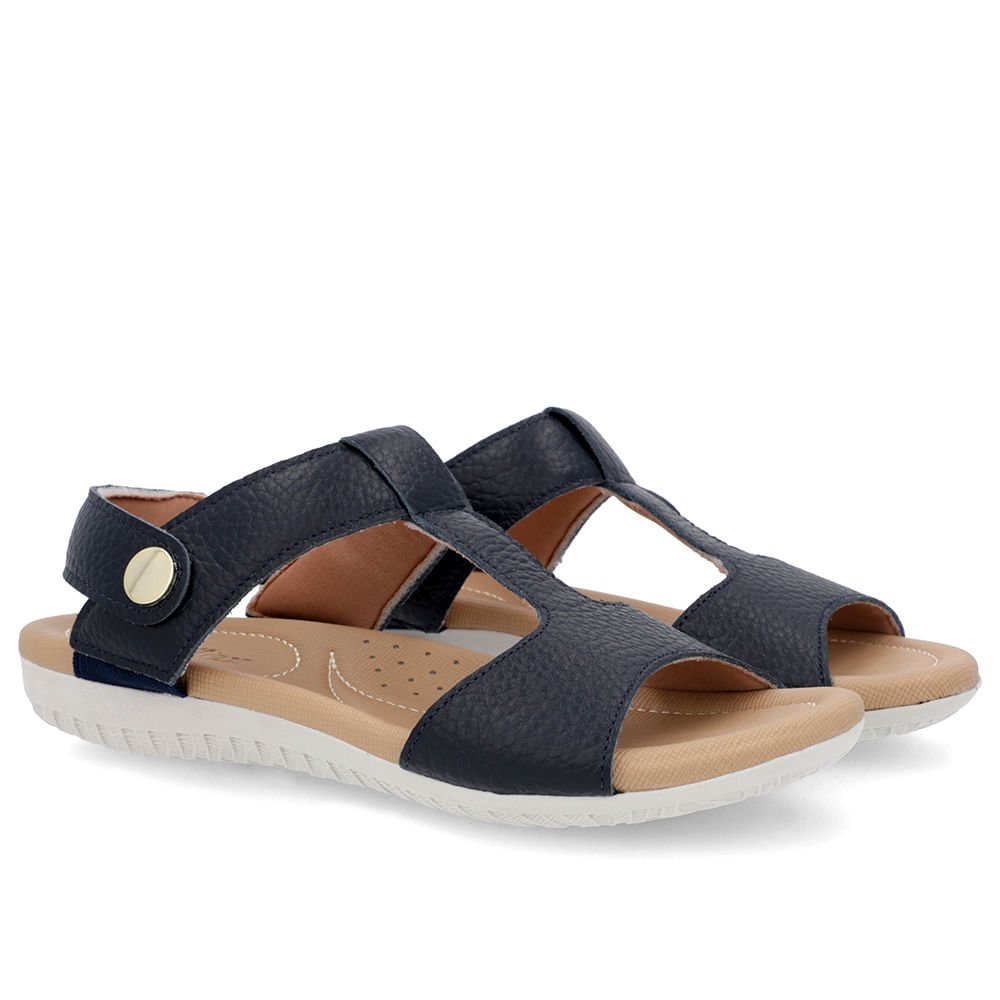 Sandália Baixa Couro Azul Azul 2