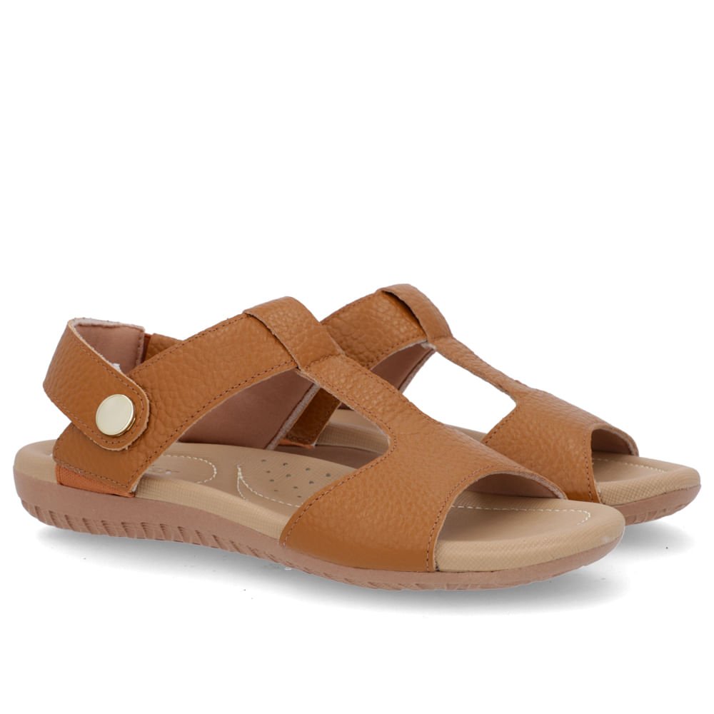 Sandália Baixa Couro Marrom Enfeite Marrom 2