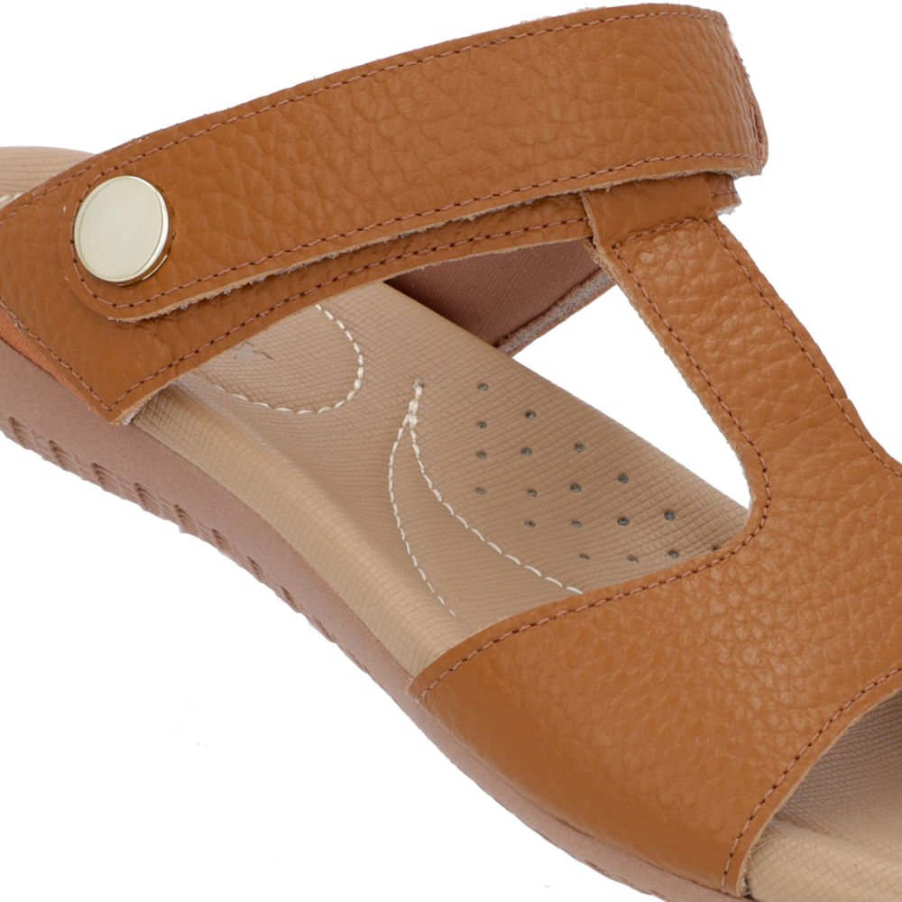 Sandália Baixa Couro Marrom Enfeite Marrom 4