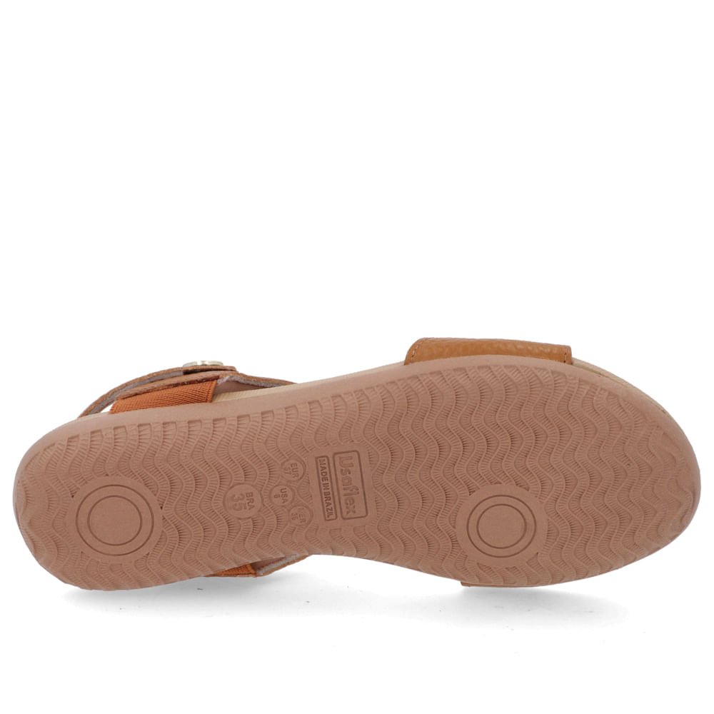 Sandália Baixa Couro Marrom Enfeite Marrom 5