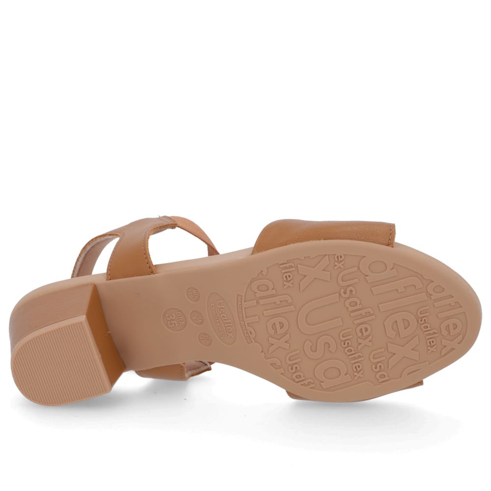 Sandália Salto Bloco Marrom Couro Enfeite Marrom 5