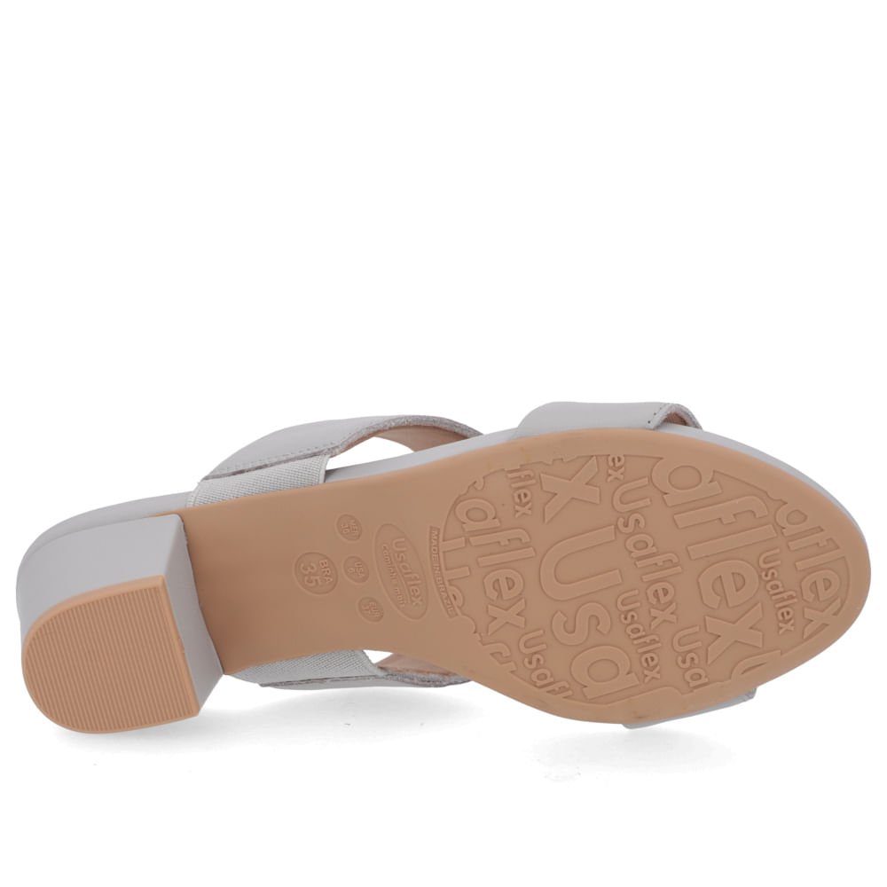 Tamanco Salto Bloco Couro Cinza Enfeite Cinza 5