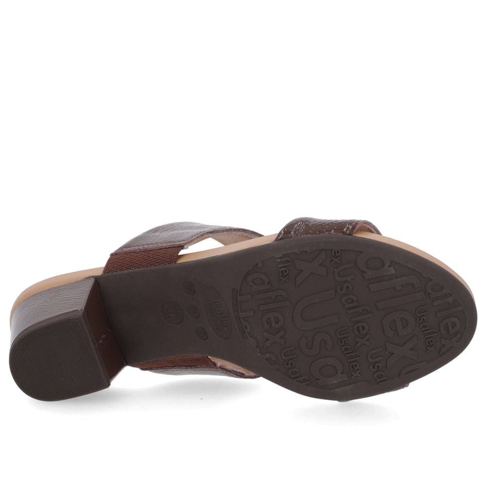 Tamanco Salto Bloco Couro Marrom Chocolate Enfeite Marrom 5