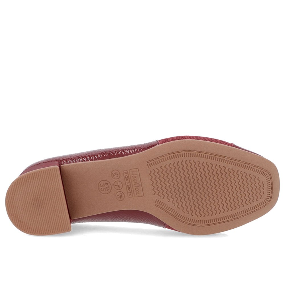 Scarpin Vermelho Couro Detalhe Tecido Enfeite Bordô 5
