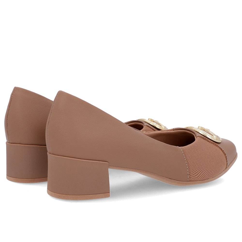 Scarpin Marrom Couro Detalhe Tecido Enfeite Marrom 3