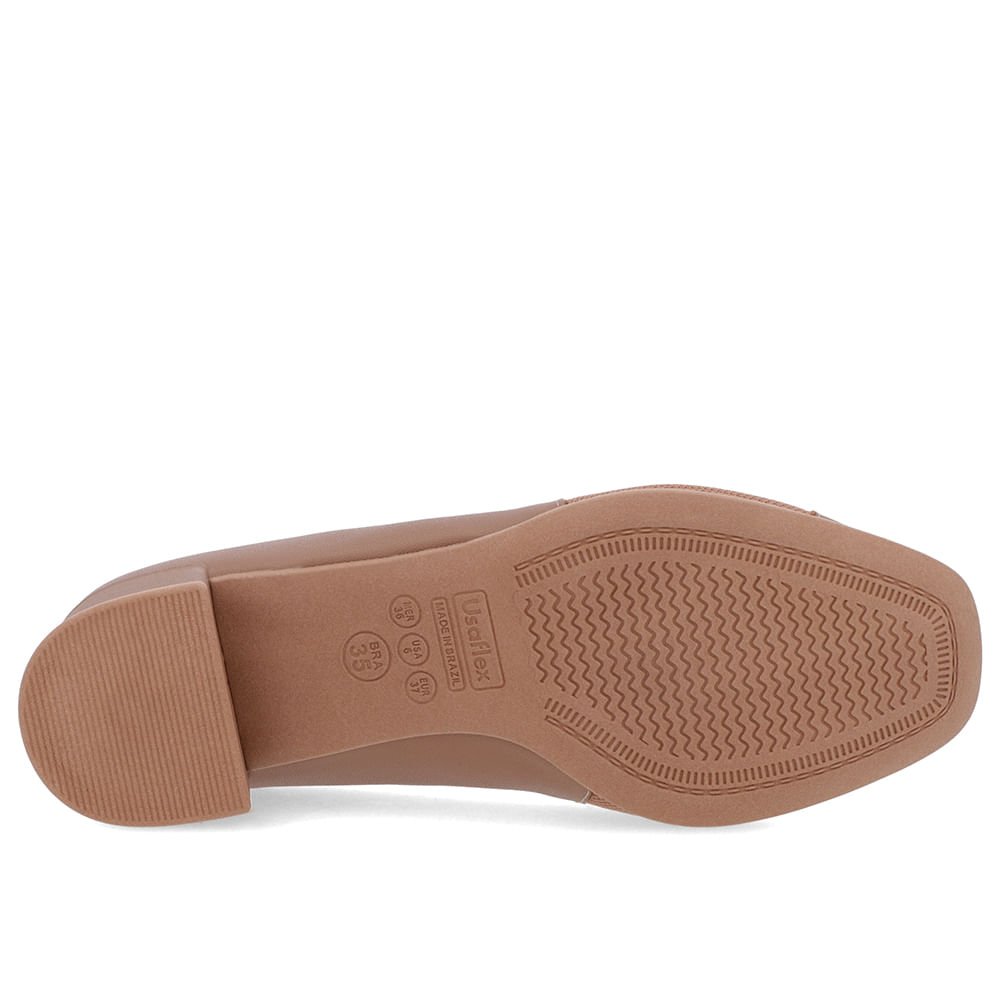 Scarpin Marrom Couro Detalhe Tecido Enfeite Marrom 5