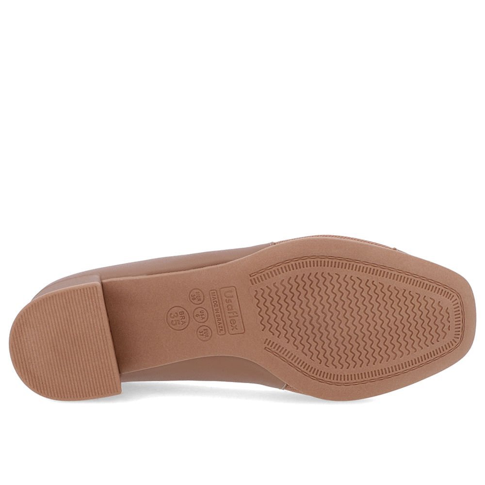 Scarpin Marrom Couro Detalhe Tecido Enfeite Marrom 5