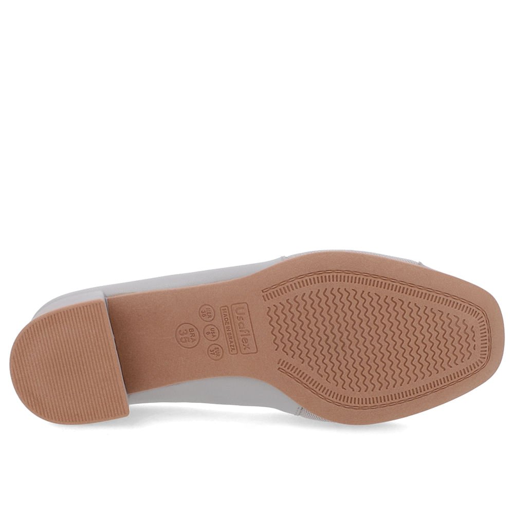 Scarpin Cinza Couro Detalhe Tecido Enfeite Cinza 5