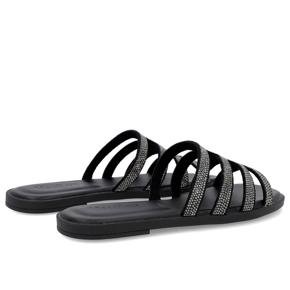 Rasteira Bico Redondo Couro Preta Brilho Preto 3