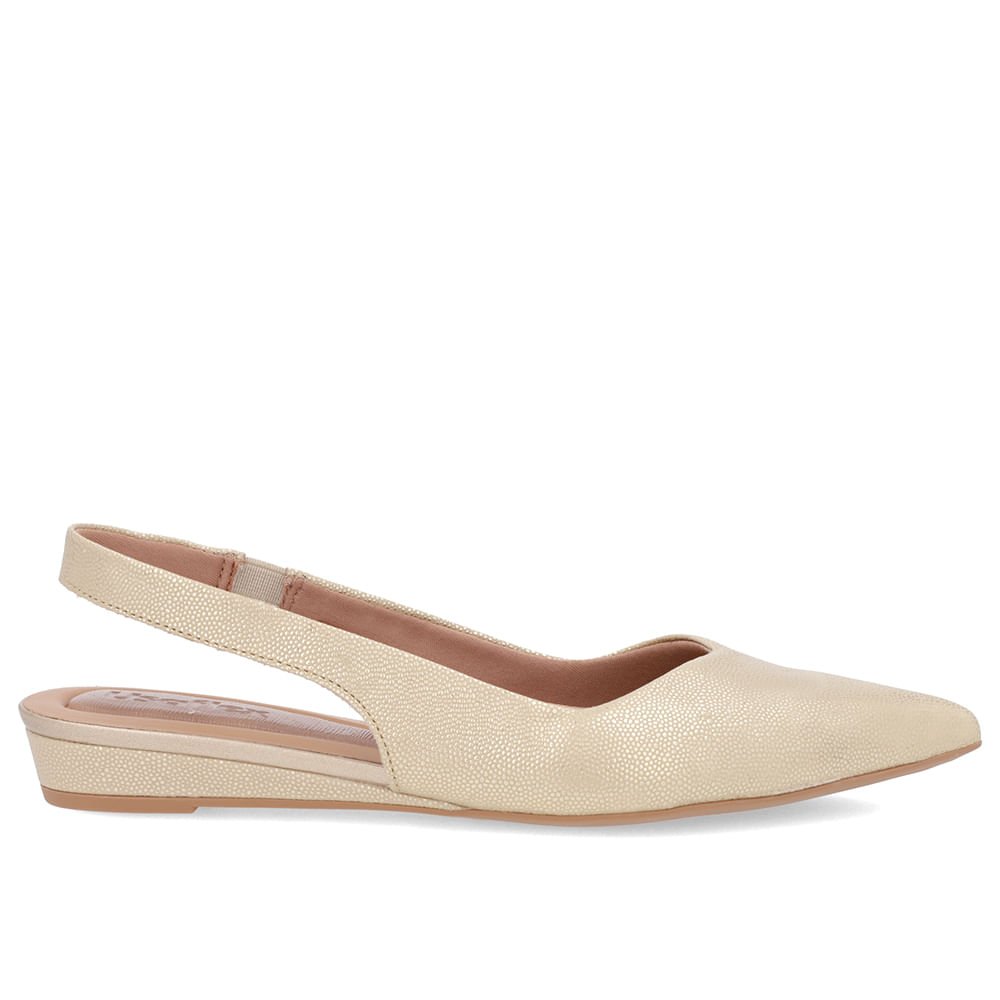 Slingback Dourado Couro Salto Anabela