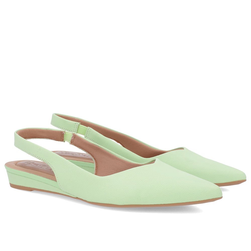 Slingback Verde Couro Salto Anabela Verde 2