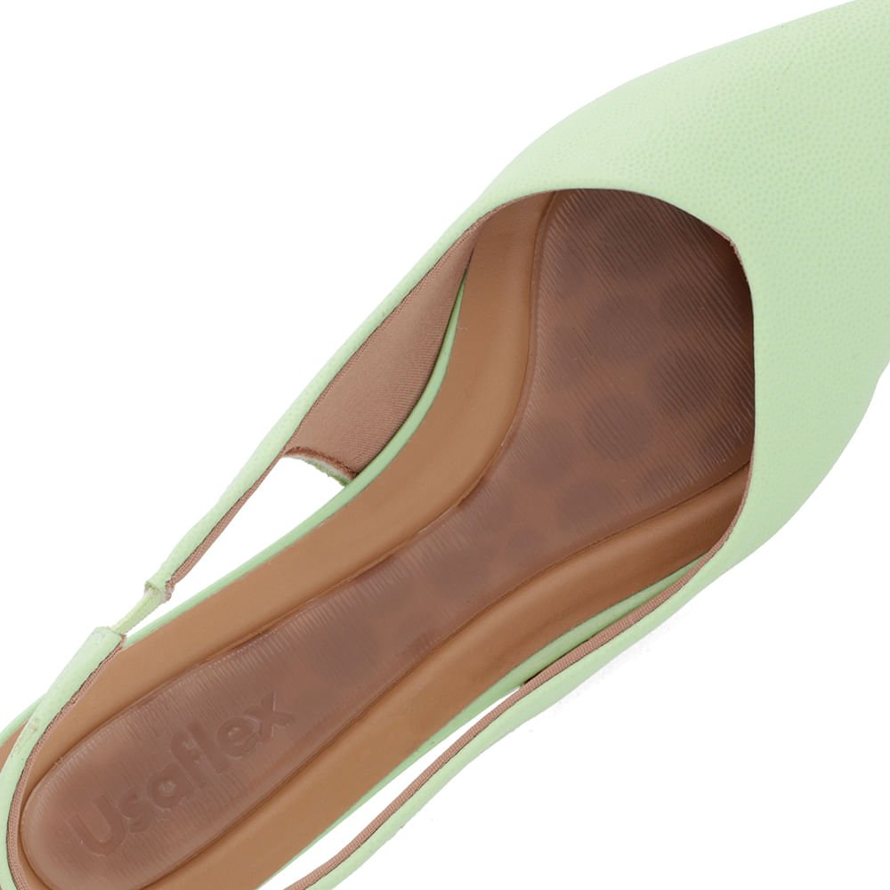 Slingback Verde Couro Salto Anabela Verde 4