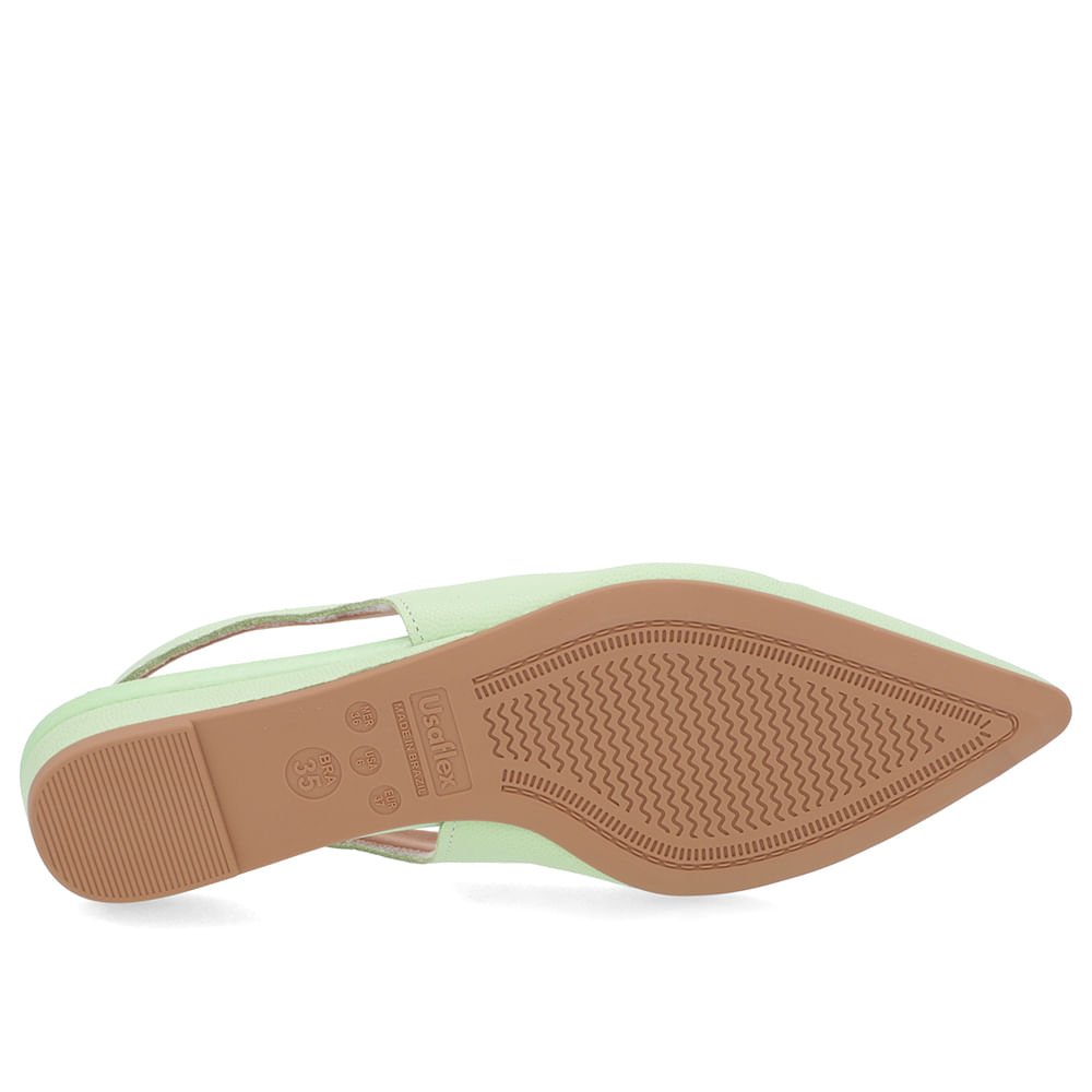 Slingback Verde Couro Salto Anabela Verde 5