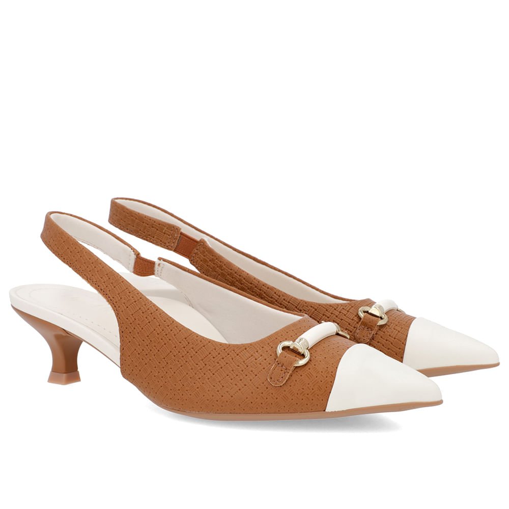 Slingback Marrom Couro Salto Fino Marrom 2