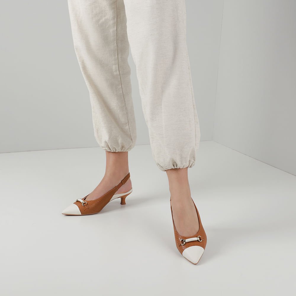 Slingback Marrom Couro Salto Fino Marrom 4