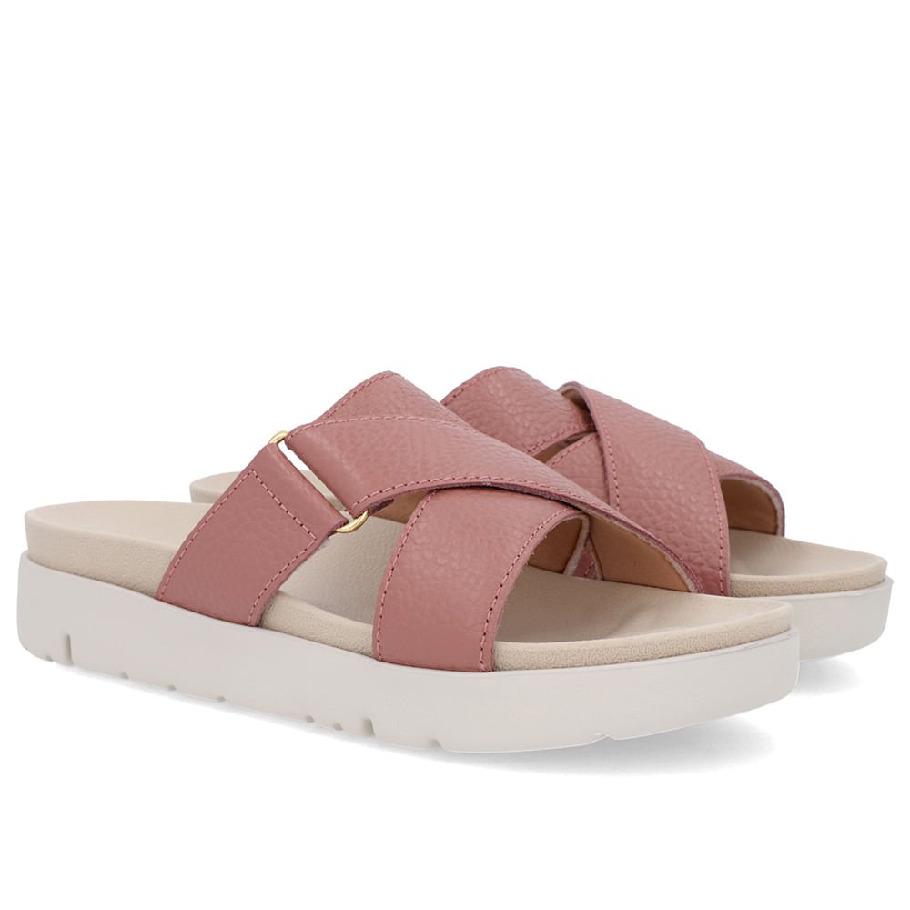 Tamanco Tiras Couro Rosa Rosa 2