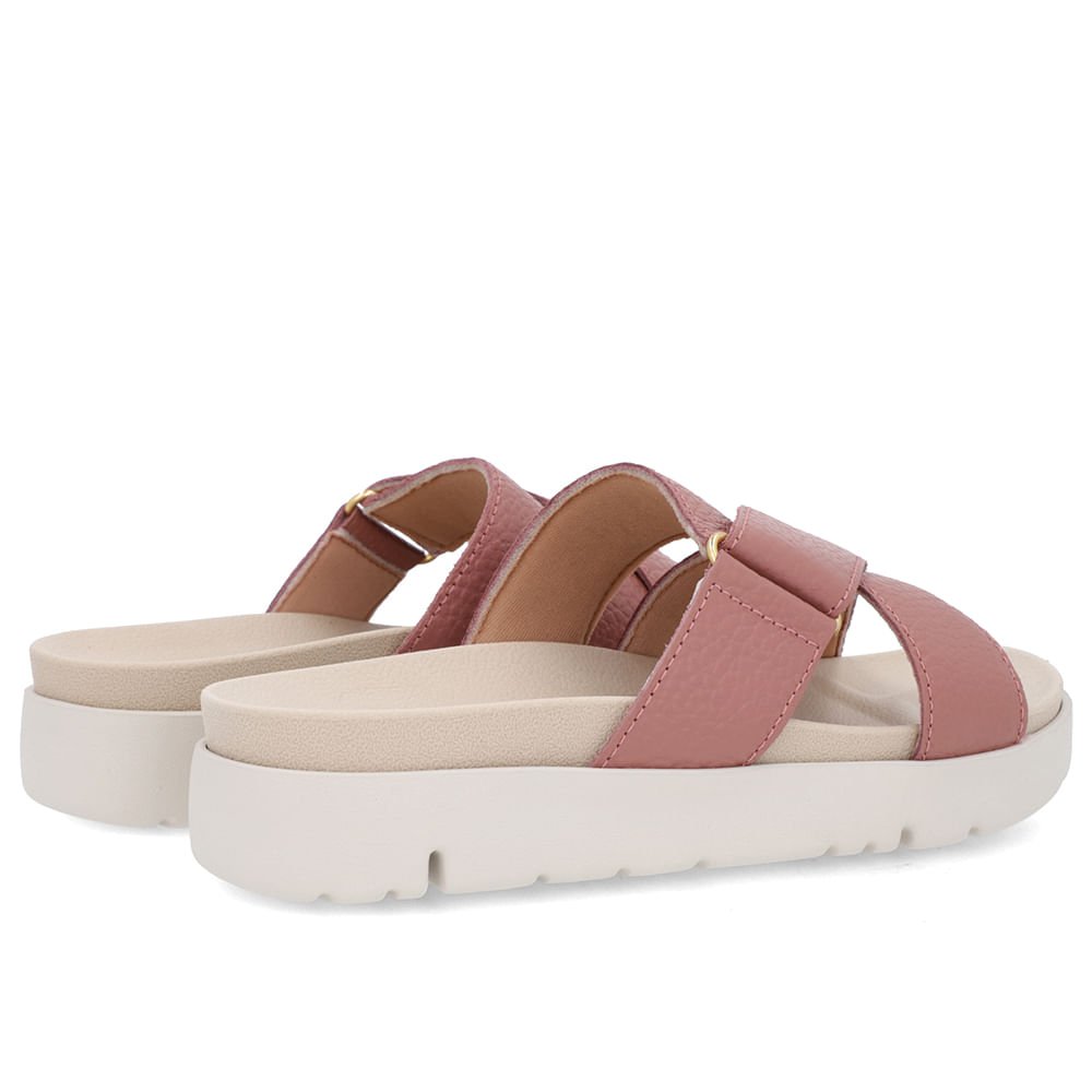 Tamanco Tiras Couro Rosa Rosa 3