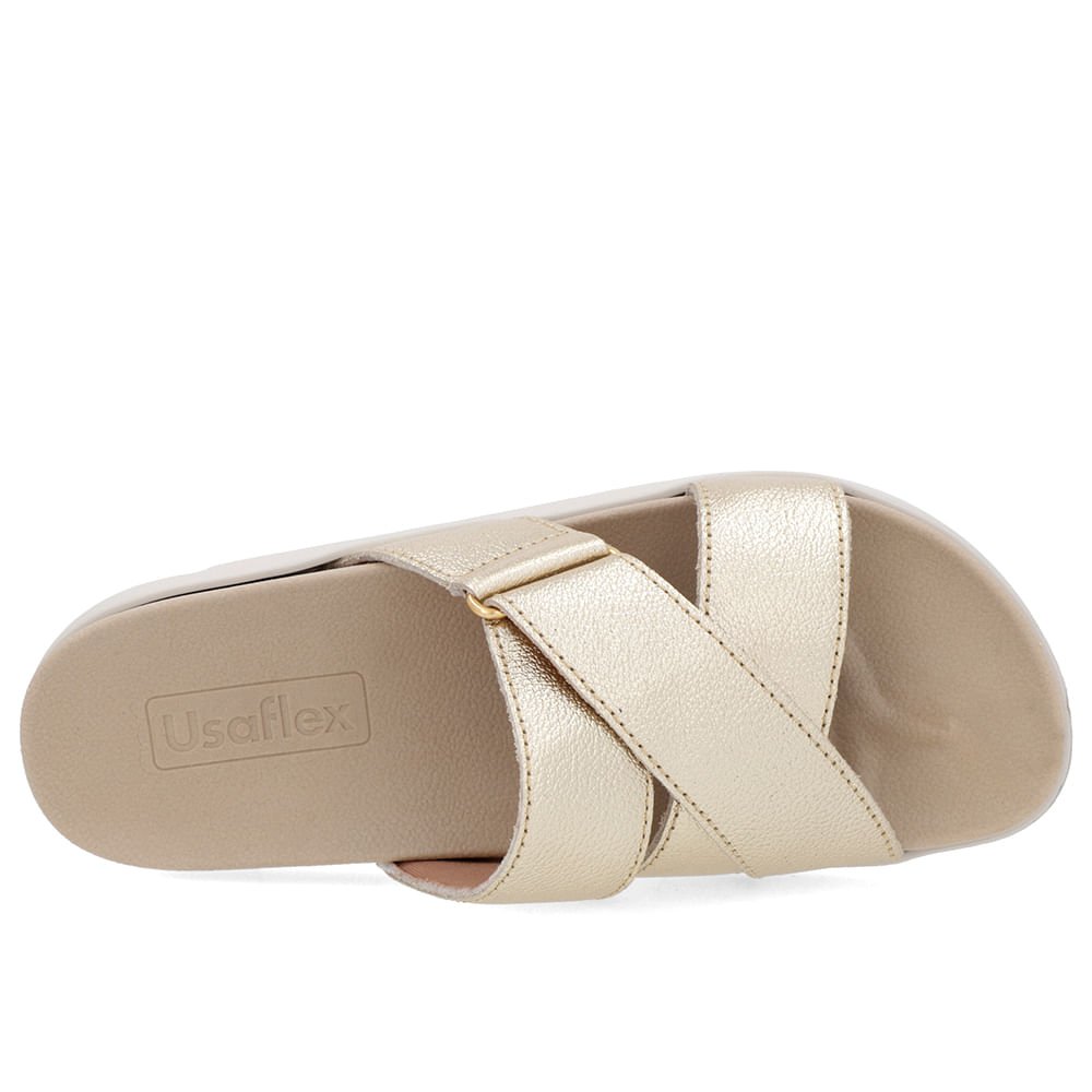 Tamanco Tiras Couro Dourado Dourado 4