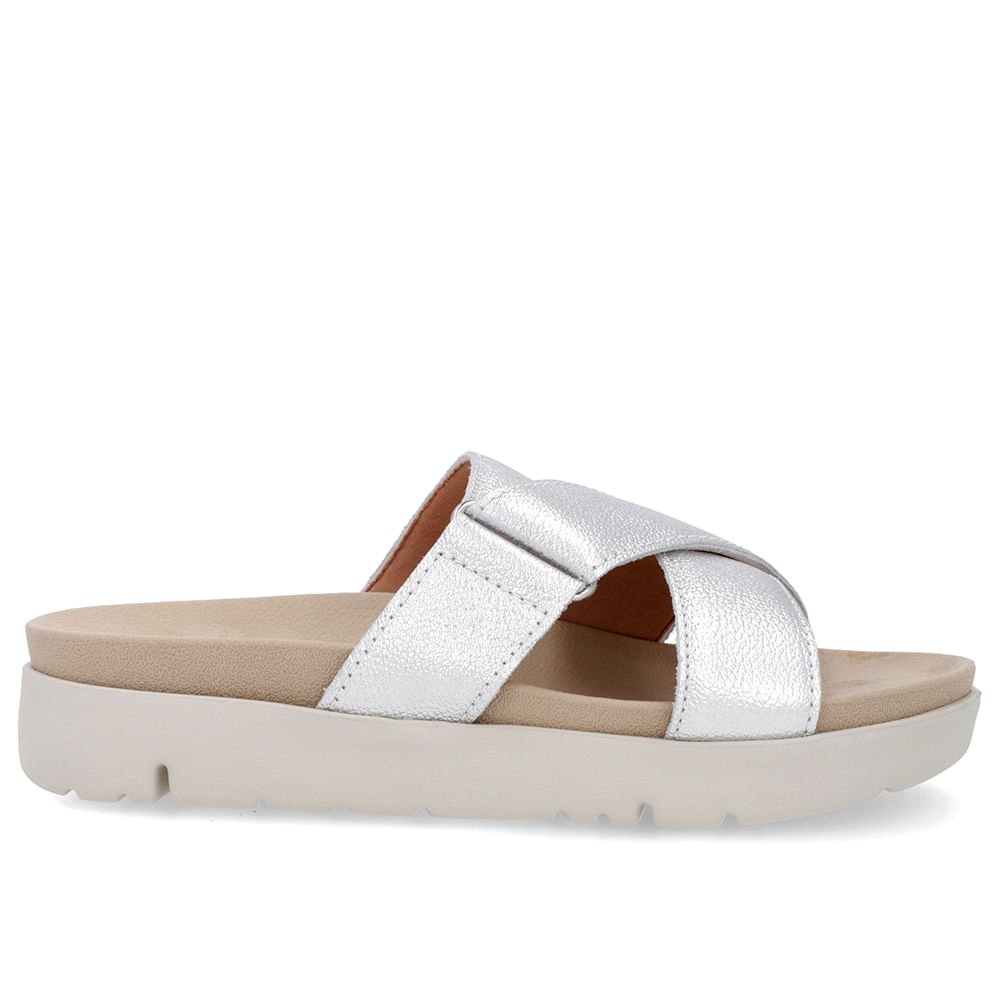 Tamanco Tiras Couro Prata Prata 1