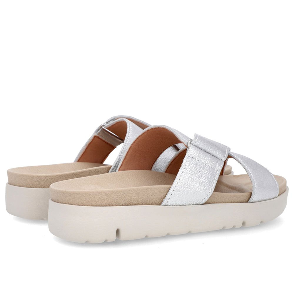 Tamanco Tiras Couro Prata Prata 3