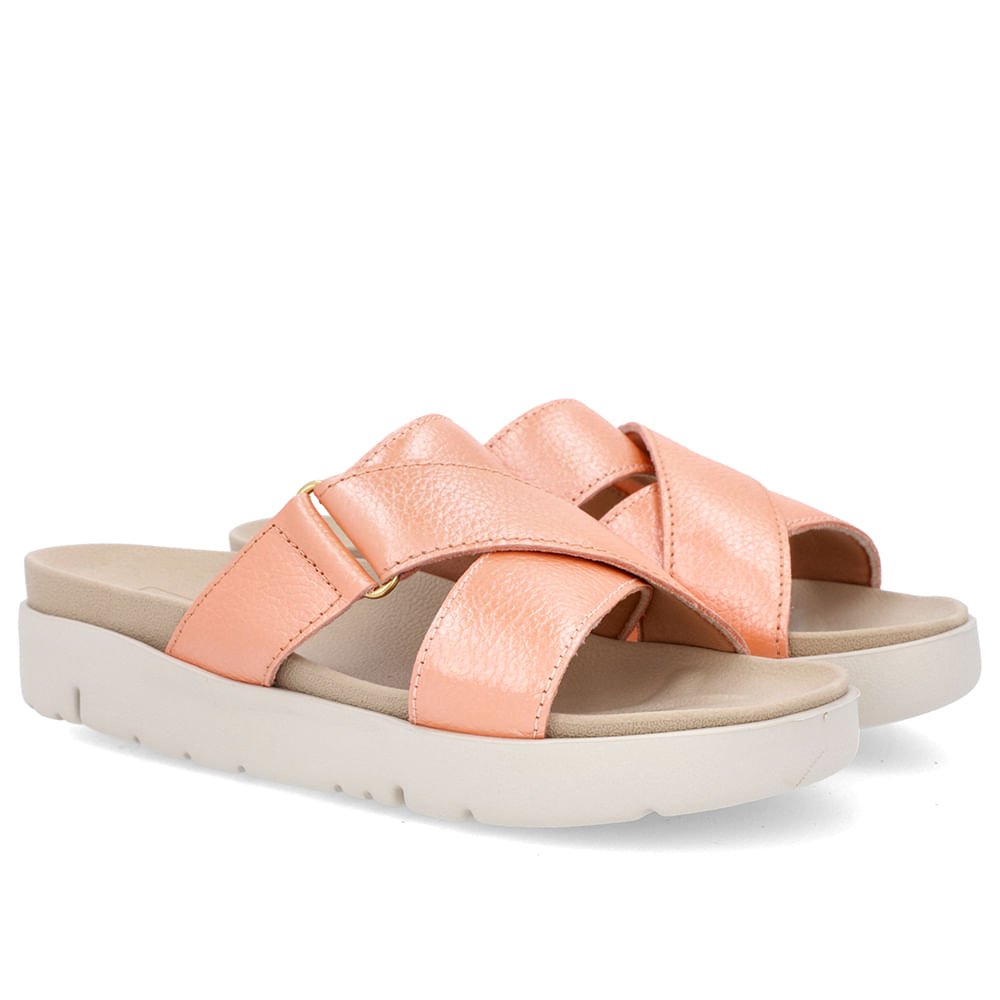 Tamanco Tiras Couro Laranja Perolado Laranja 2